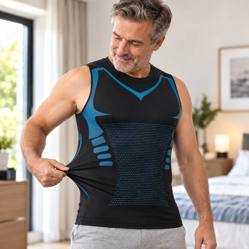 Mann zieht TitanForm Formshirt an